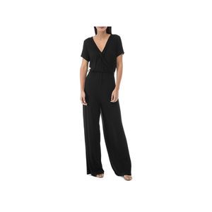 B COLLECTION Womens Black Short Sleeve Surplice Neckline Wrap Jumpsuit XL